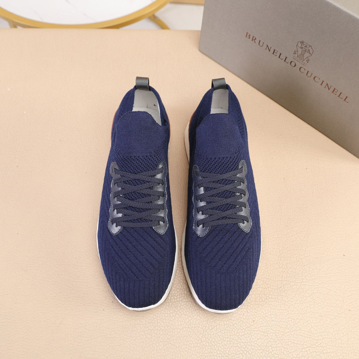 Brunello Cucinelli Navy Knit Sneakers