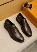Louis Vuitton Dark Brown Croc-Embossed Dress Shoes