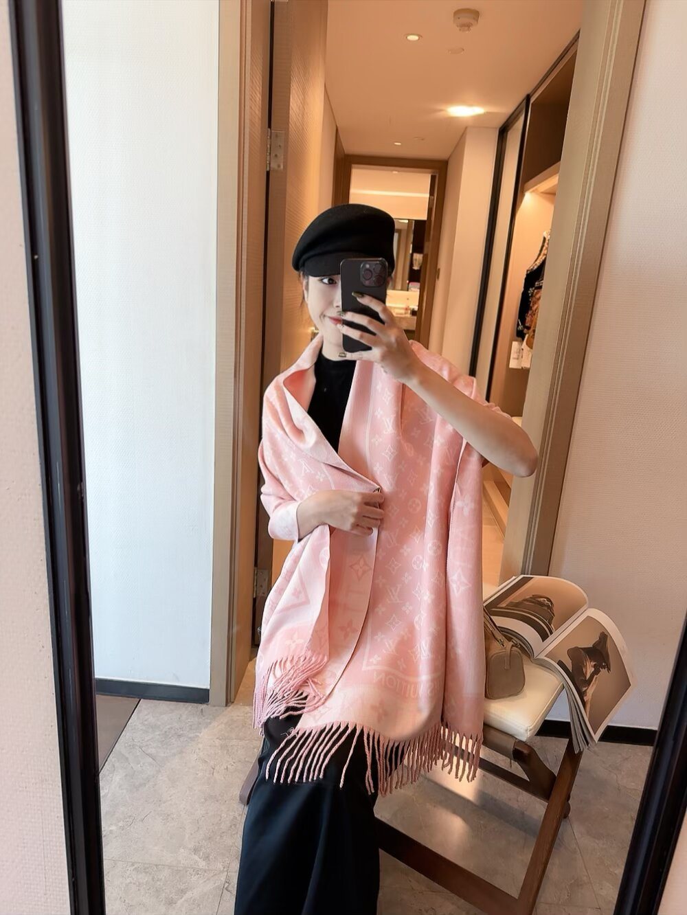 Louis Vuitton Monogram Fringed Scarf