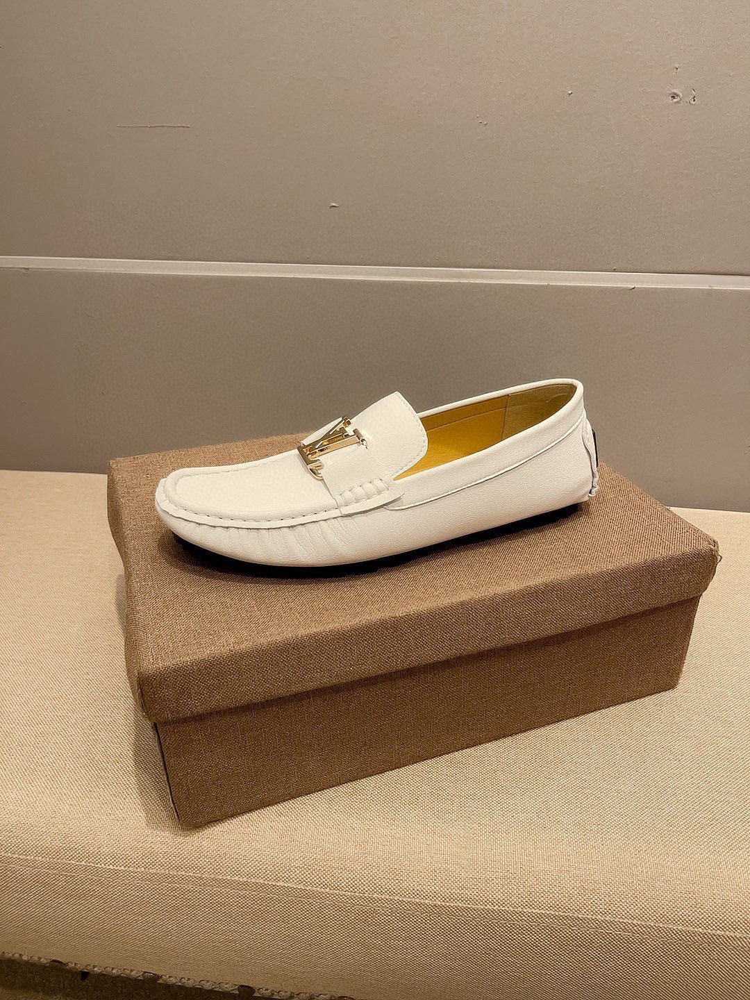 Louis Vuitton Cream White Logo Loafers
