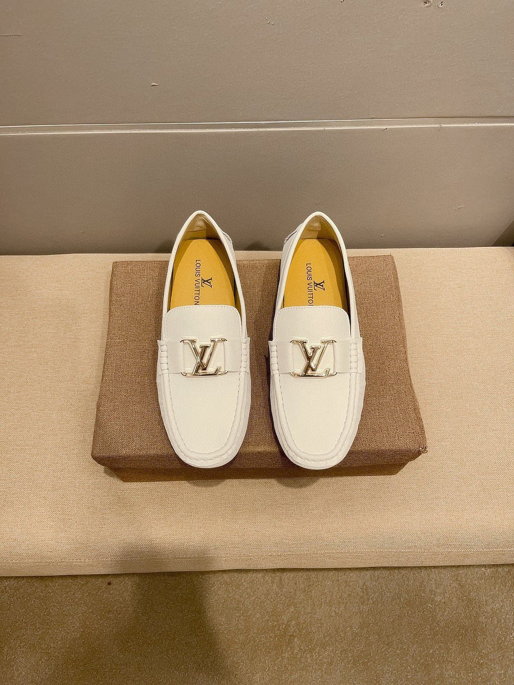 Louis Vuitton Cream White Logo Loafers