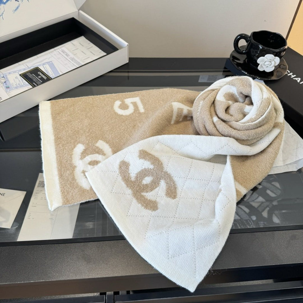 Chanel Knit Scarf with Ivory Motifs