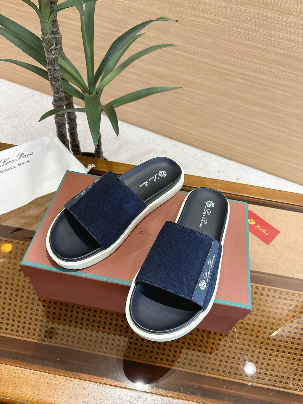 Loro Piana Wide-Strap Slide Sandals