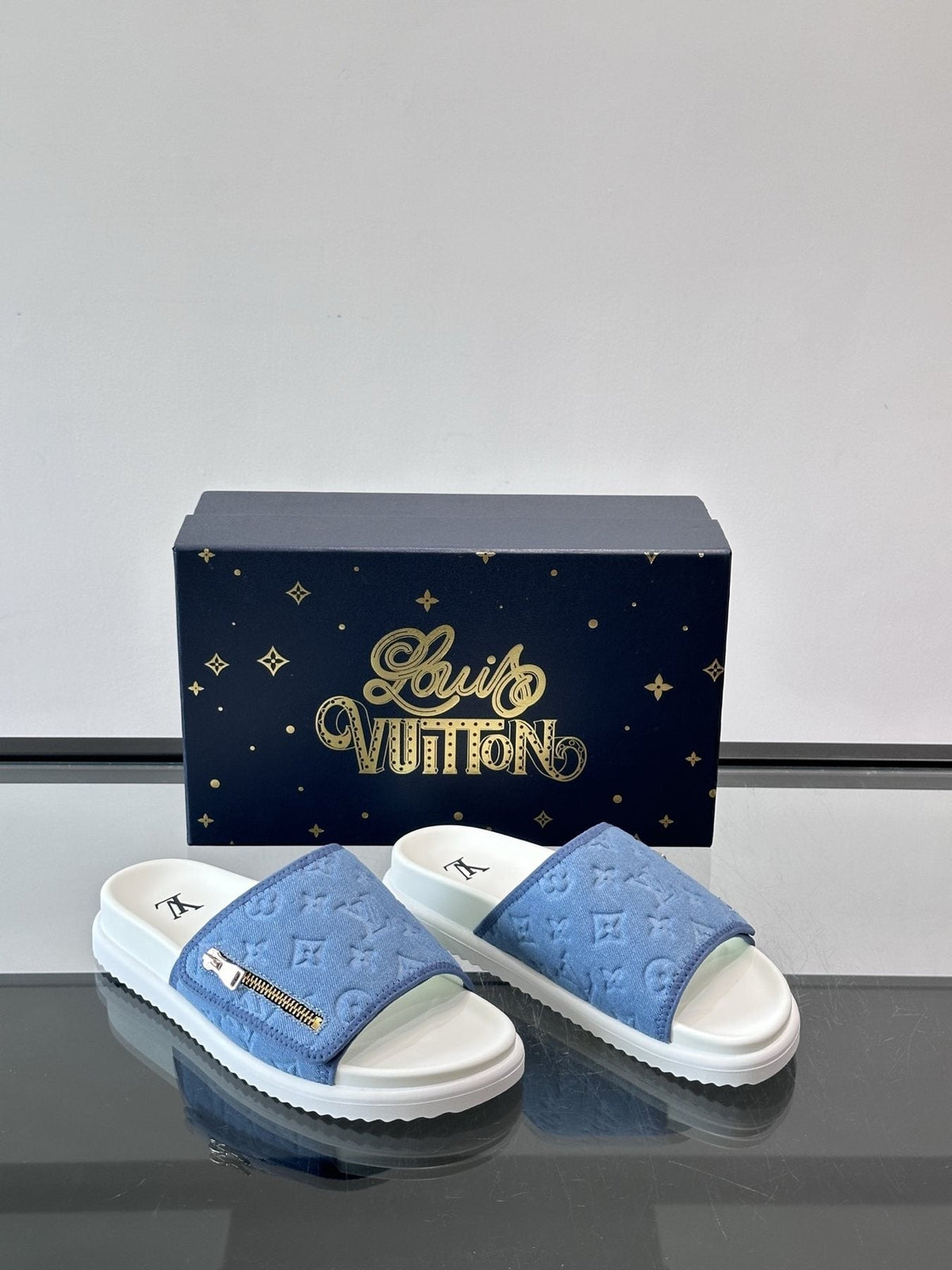 Louis Vuitton Embossed Monogram Slide Sandals