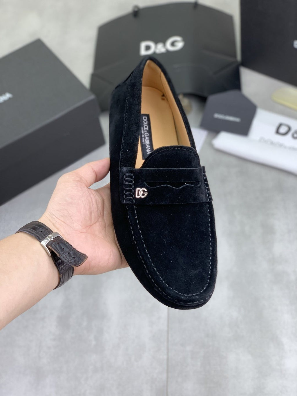 Dolce & Gabbana Men's Stitched-Toe Driving Loafers