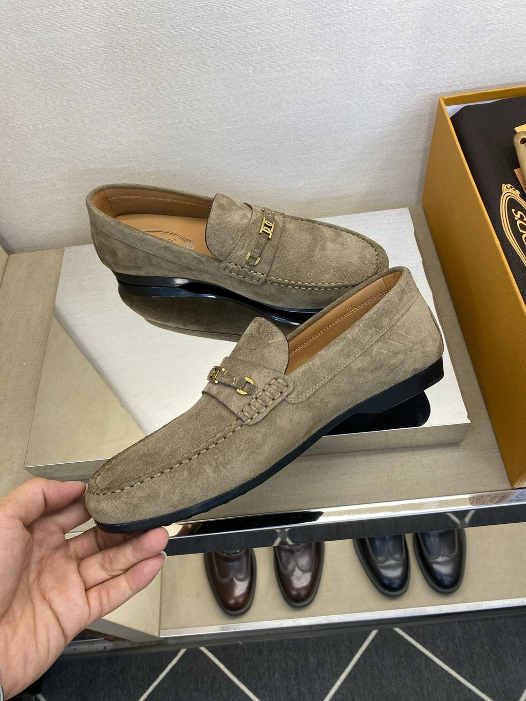 TOD'S Men's Gold-Tone Hardware Loafers