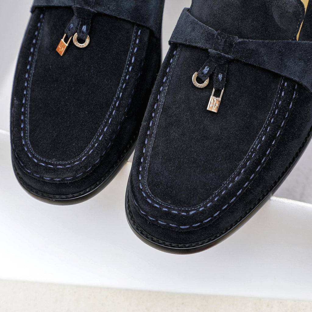 Loro Piana Black Apron-Toe Loafers