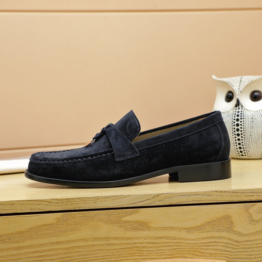 Loro Piana Black Apron-Toe Loafers