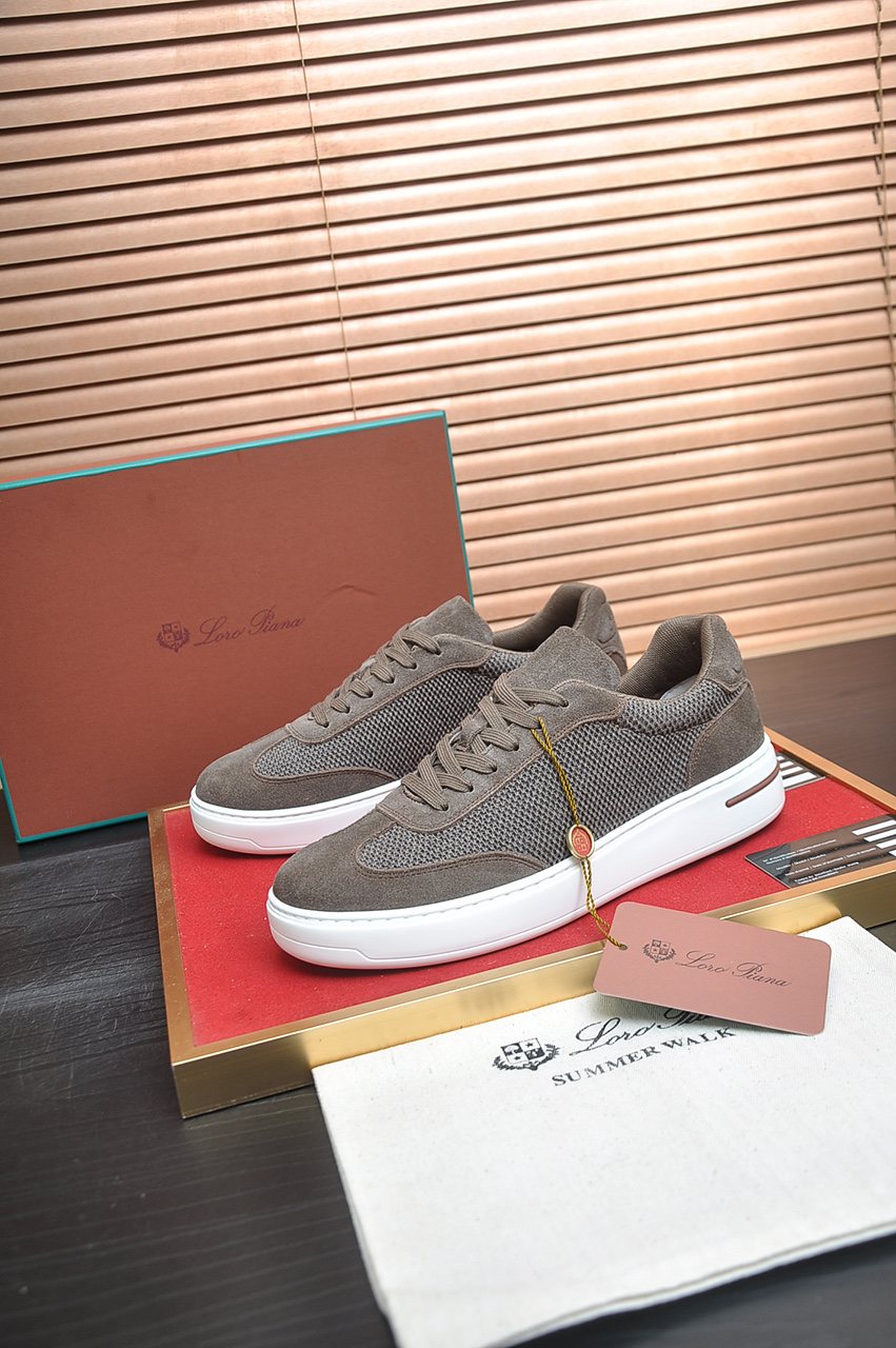 Loro Piana Textured Lace-Up Sneakers