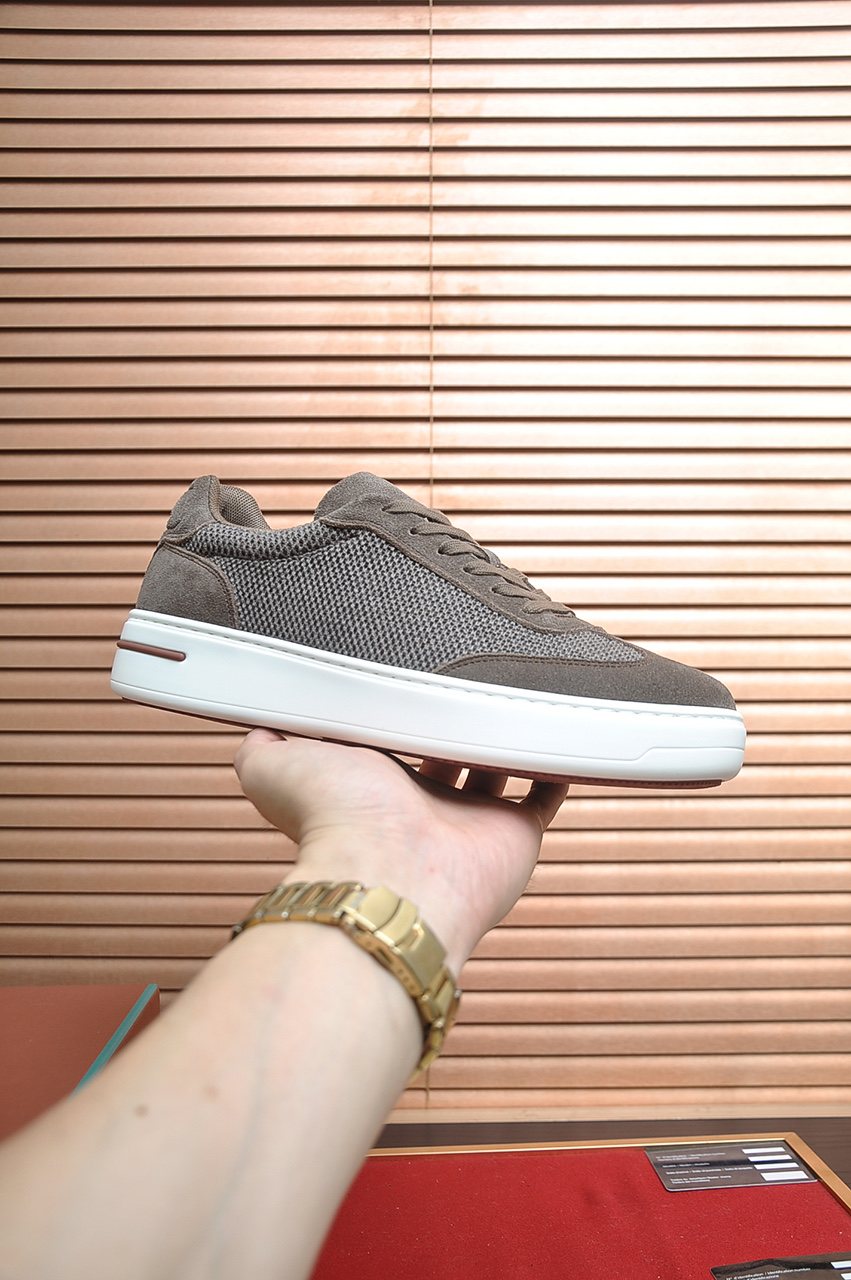 Loro Piana Textured Lace-Up Sneakers