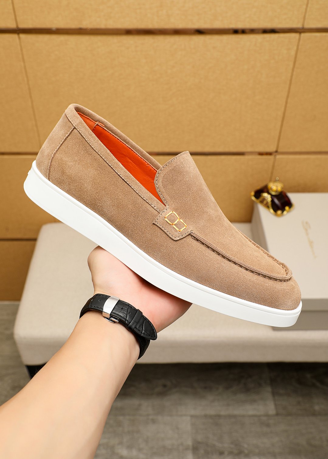 Santoni Men's Moc-Toe Slip-On Shoes