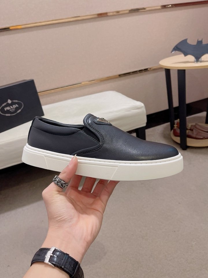 Prada Triangle-Patch Slip-On Shoes