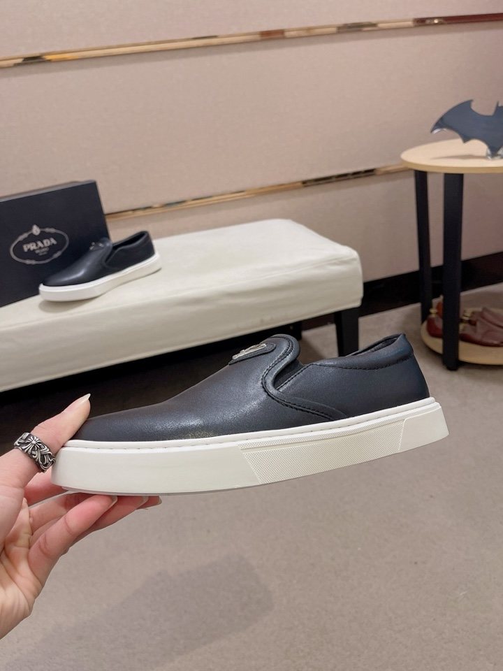 Prada Triangle-Patch Slip-On Shoes