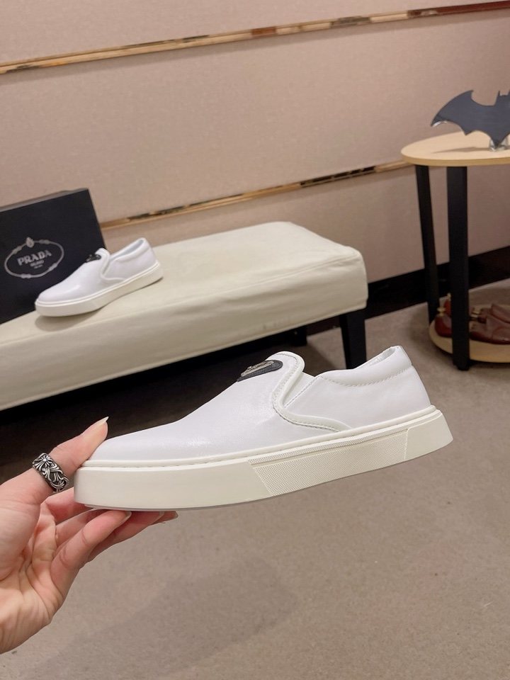 Prada Triangle-Patch Slip-On Shoes