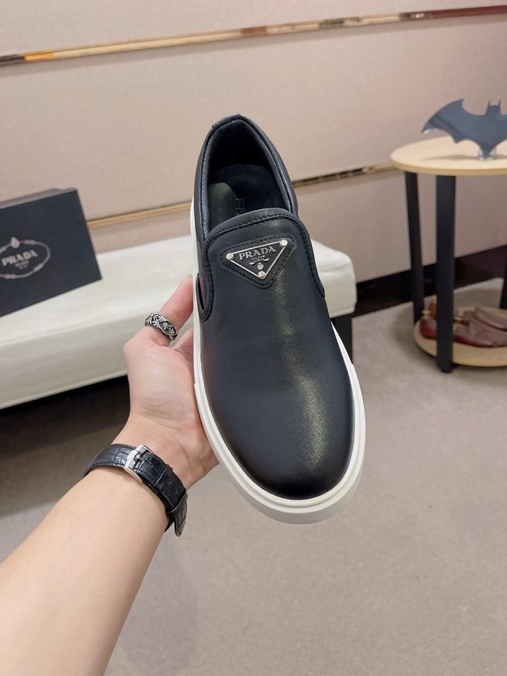 Prada Triangle-Patch Slip-On Shoes