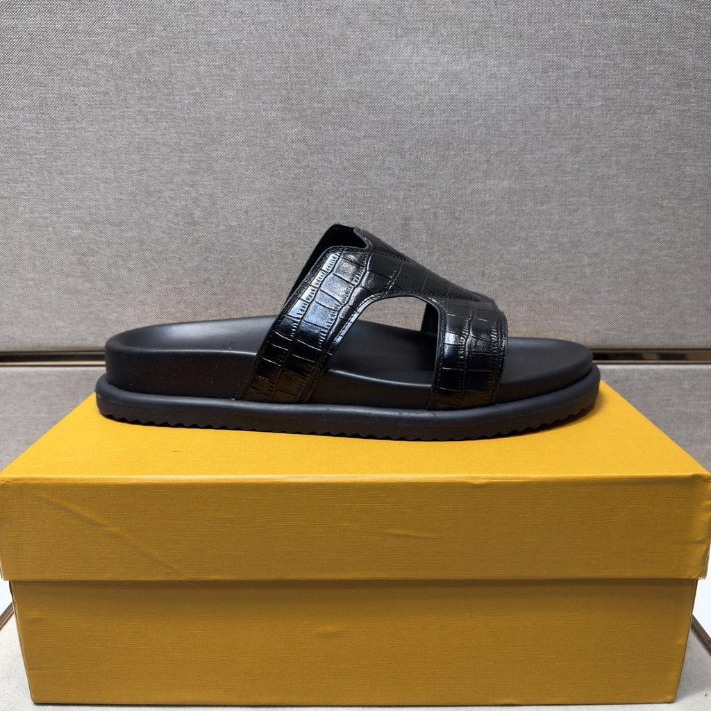 Louis Vuitton Men's Textured Crossover Slide Sandals