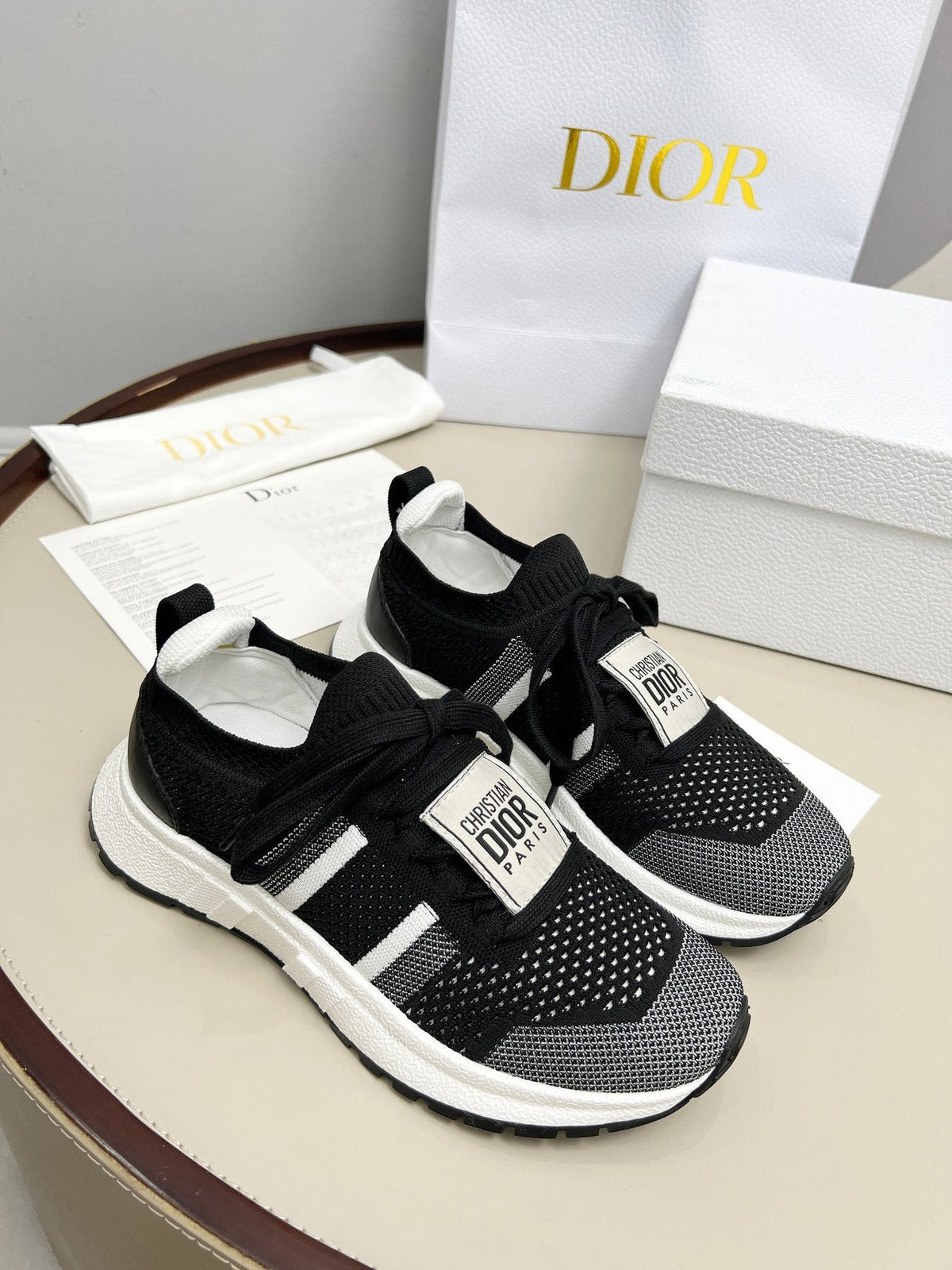 Dior Knit Lace-Up Sneakers - Padded Collar