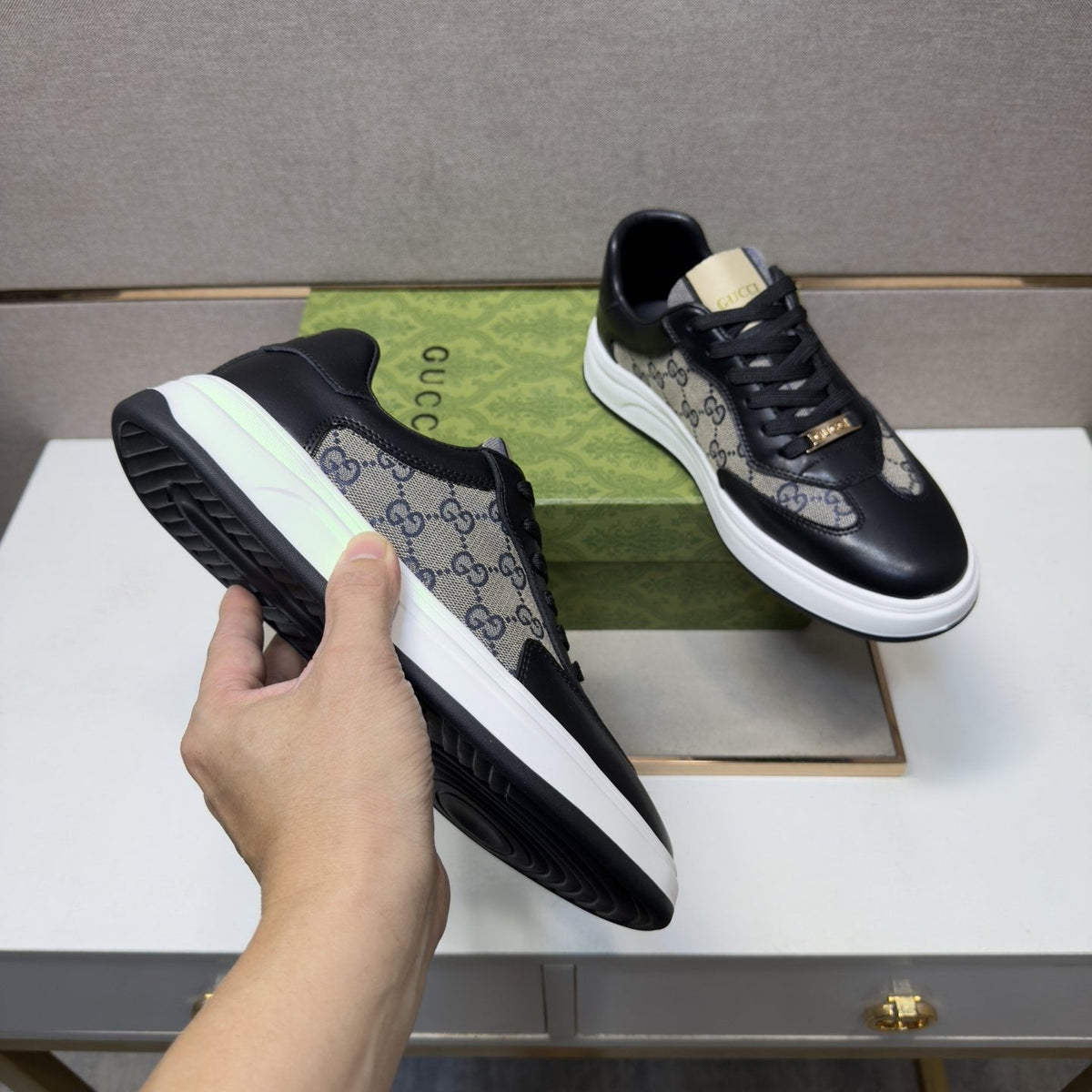Gucci Men's Patterned-Panel Sneakers