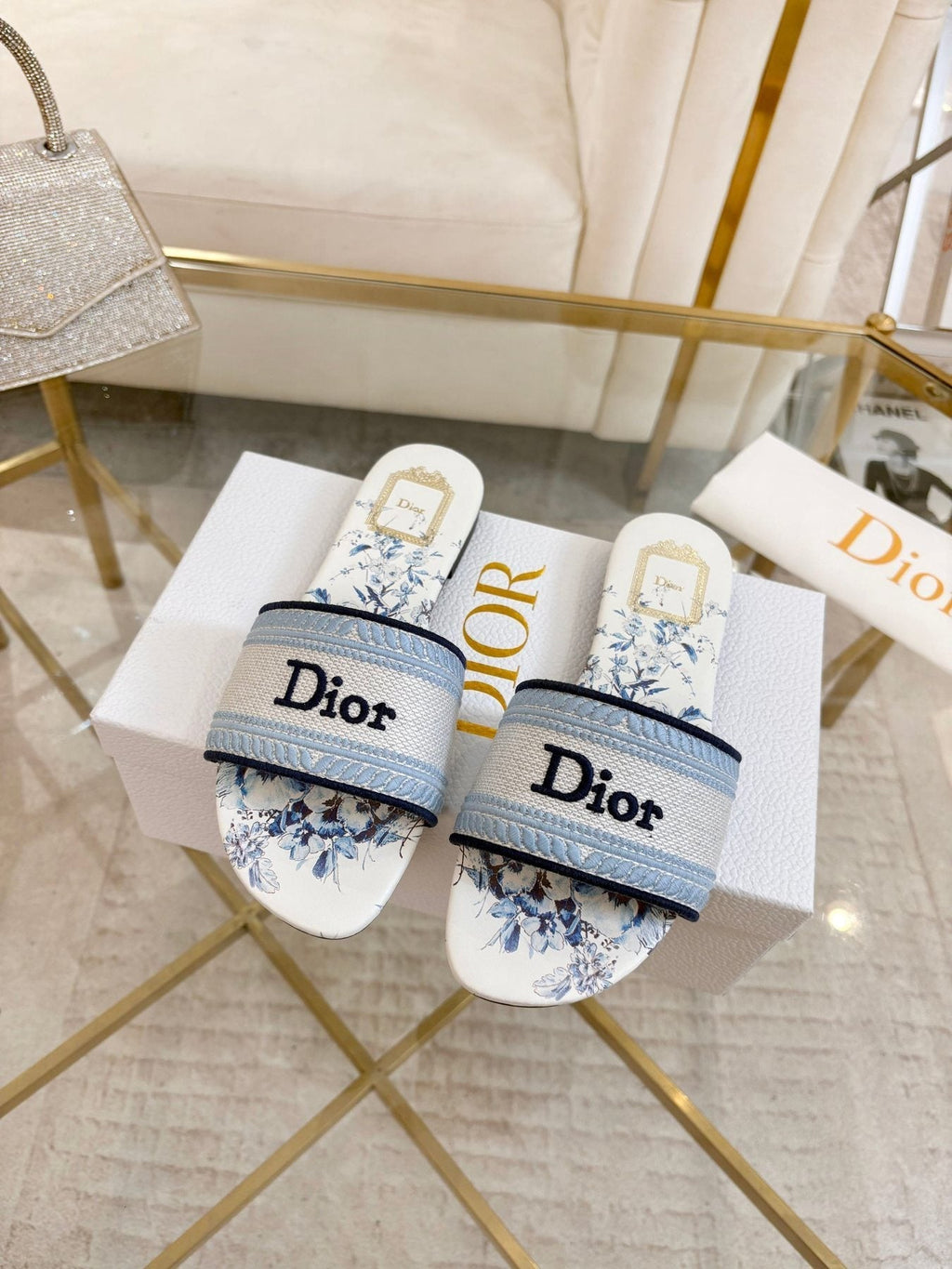 Dior Floral Print Slide Sandals
