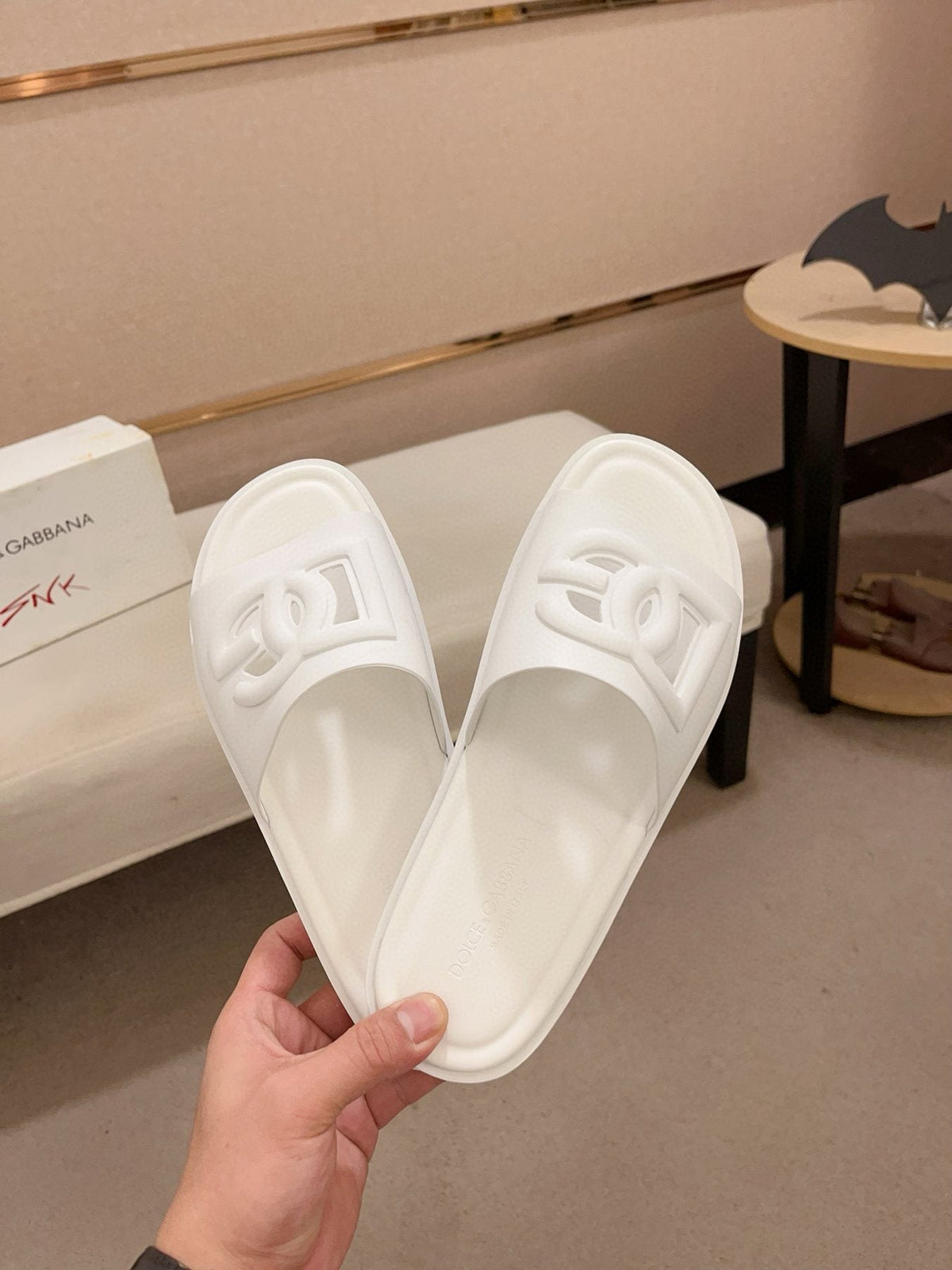 Dolce & Gabbana Men's Raised Logo Slide Sandals