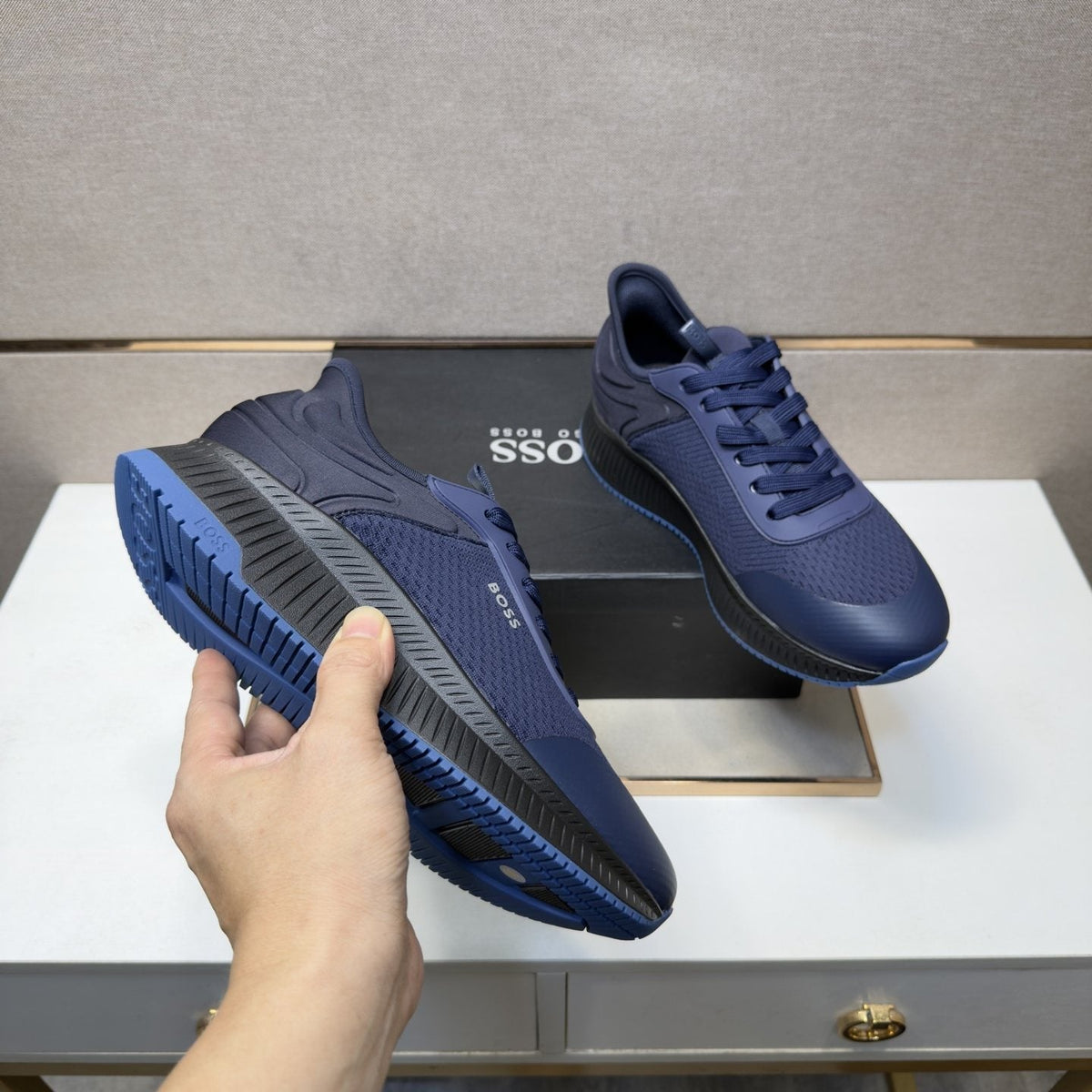 BOSS Men's Mesh Panel Sneakers