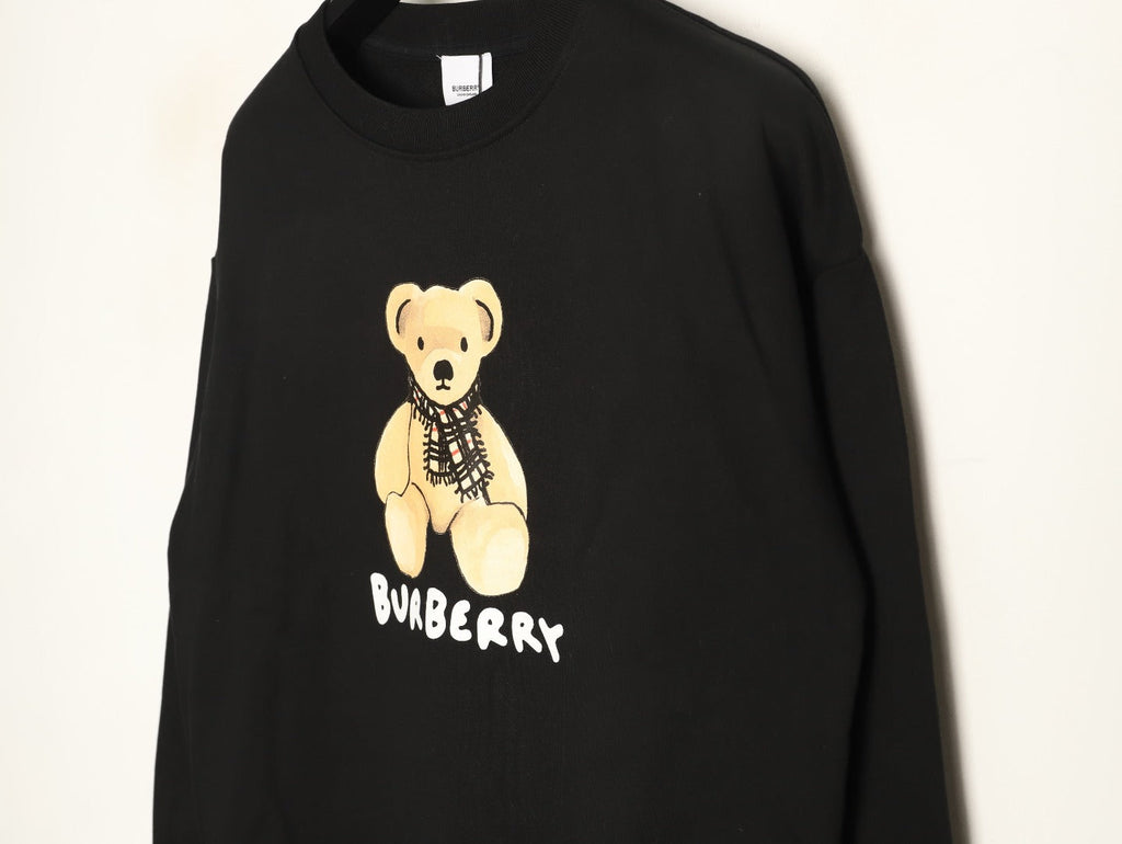 Burberry Teddy Bear Lettering Crewneck Sweatshirt - Black