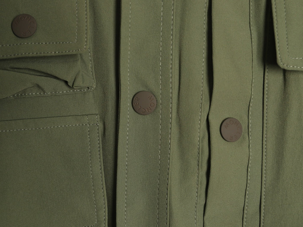 Moncler Utility Shirt-Collar Jacket - Olive Green