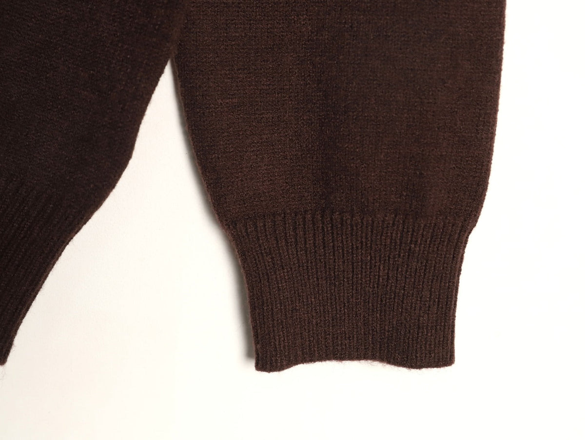 Burberry Equestrian Emblem Half-Zip Knit Sweater - Dark Brown